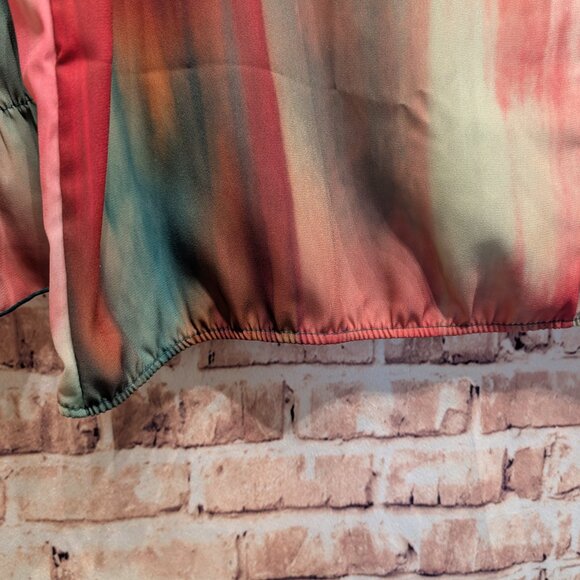 Sweet Pea Multi  Color V-Neck With Ruffle Long Sleeve Blouse Size XL - Picture 2 of 7